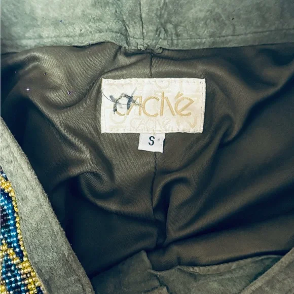 Green Flared Women's Leather Pants - Picture 6 of 7